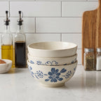 Vintage Blue Floral Ceramic Bowl