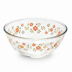 Vintage Floral Clear Glass Serving Bowl