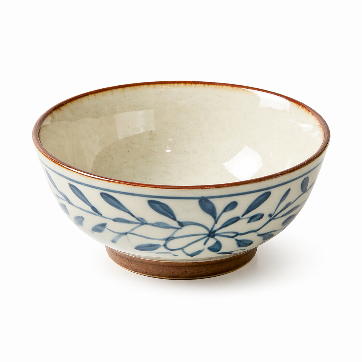 Artisan Blue Vine Ceramic Footed Bowl
