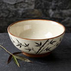 Zen Bamboo Ceramic Footed Bowl
