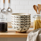 Zen Bamboo Ceramic Footed Bowl