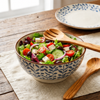 Rustic Blue Botanical Ceramic Bowl