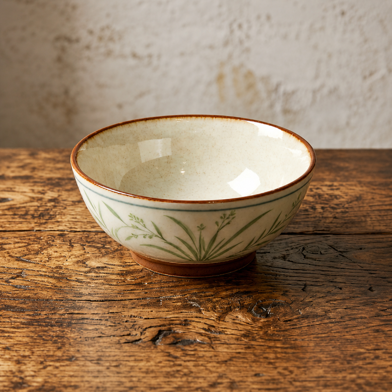 Meadow Grass Ceramic Footed Bowl