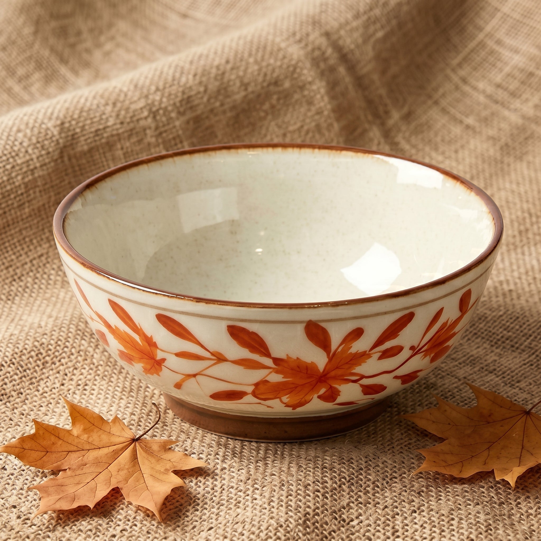 Autumn Foliage Ceramic Footed Bowl