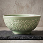 Embossed Sage Green Ceramic Bowl