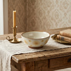 Golden Daisy Ceramic Footed Bowl